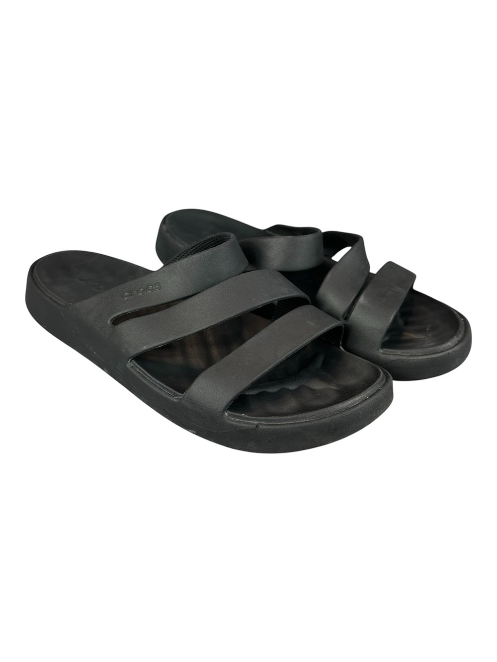 CROCS Getaway Strappy Slide Sandals Women's Size 9 Black Comfort Shoes